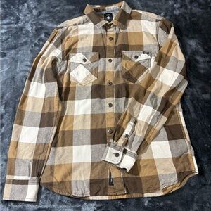 Vans Men's Tan and Brown Checkered Shirt